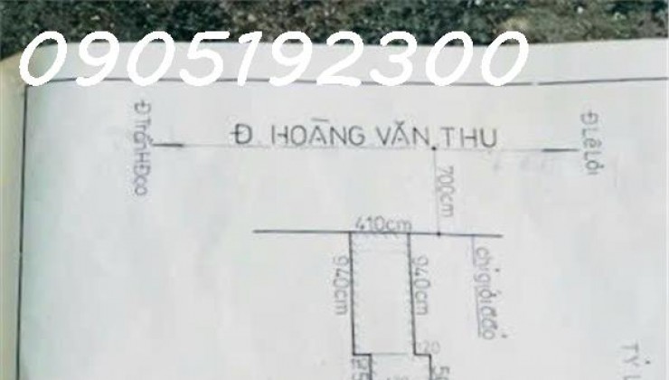 nhà  mặt tiền thành phố Kon Tum đường Hoàng Văn Thụ 4,1 m ngang (nở hậu 4,4m)x56m dài. giá 7,7 tỷ